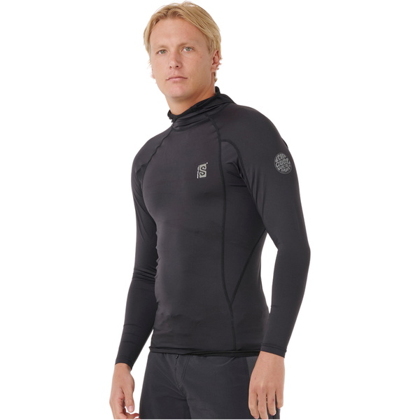 2026 Rip Curl Männer Suche UPF Performance Kapuzen-Langarm-Lycra-Weste 16IMRV - Black